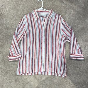 Breckenridge pink, blue, and white striped button down